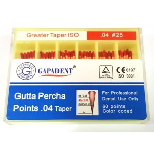 Conuri  gutaperca GAPADENT 0.4 #25 (rosii) -LOT 2026