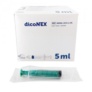 dicoNEX - seringă cu ac de unică folosință 5 ml adaptor luer lock, sterilă -cutie 100buc