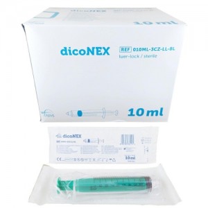 dicoNEX - seringă cu ac de unică folosință 10 ml adaptor luer lock, sterilă -cutie 100buc