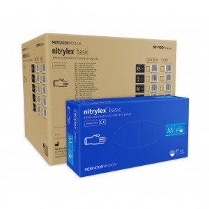 Oferta BAX 10 cut X 100buc manusi nitril fara pudra Nitrylex - culoare albastru/bleu
